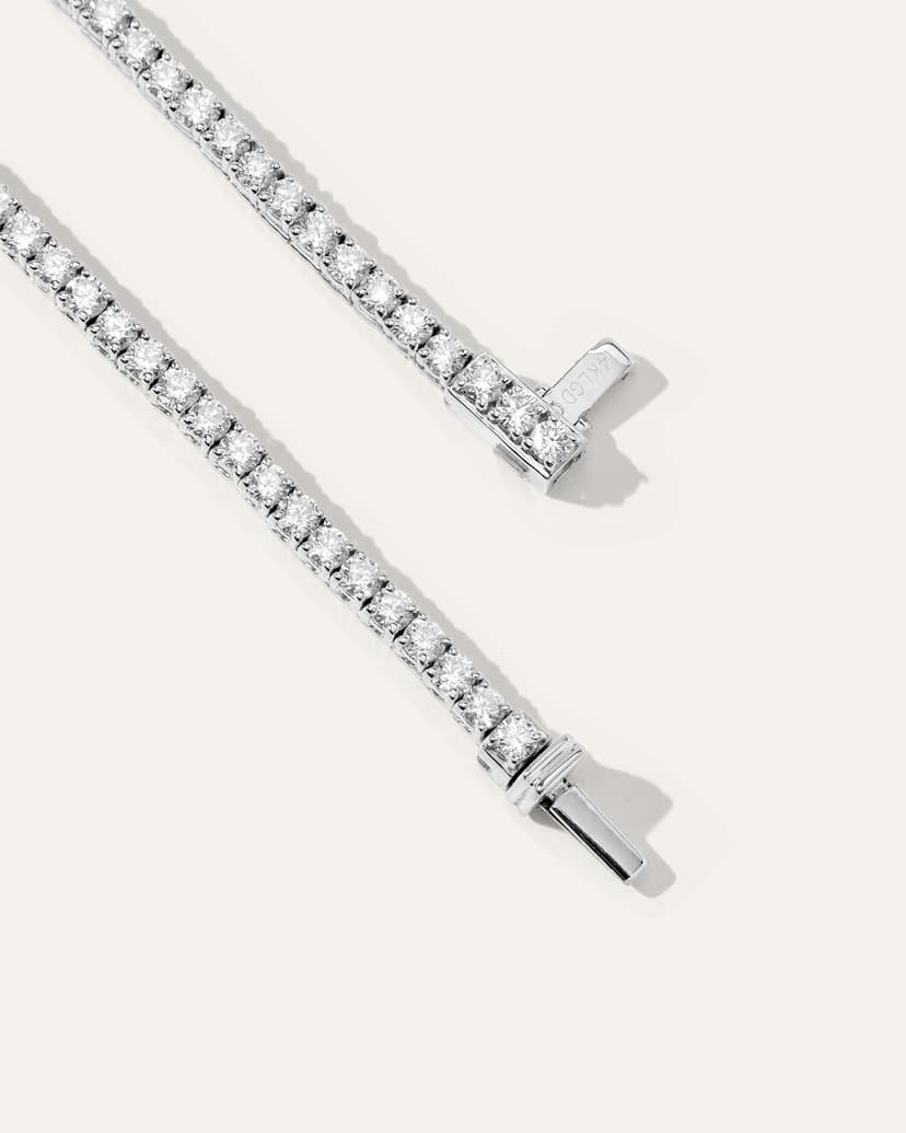 14K白金培育鑽石網球項鏈 6.2卡 16in