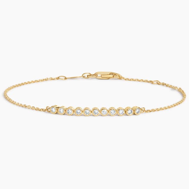 Libra Diamond|14K 黃金包鑲培育鑽石網球手鏈 0.14 克拉
