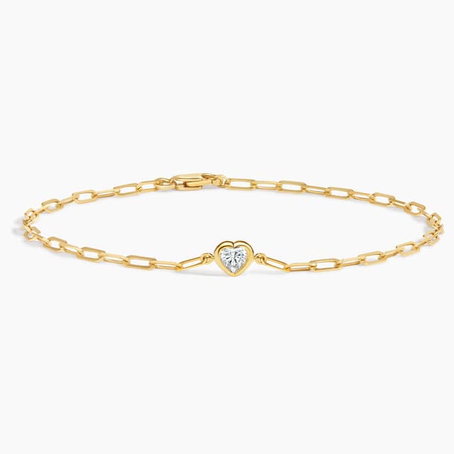 Libra Diamond|14K 黃金 Paperclip 培育鑽石手鏈 0.19 克拉
