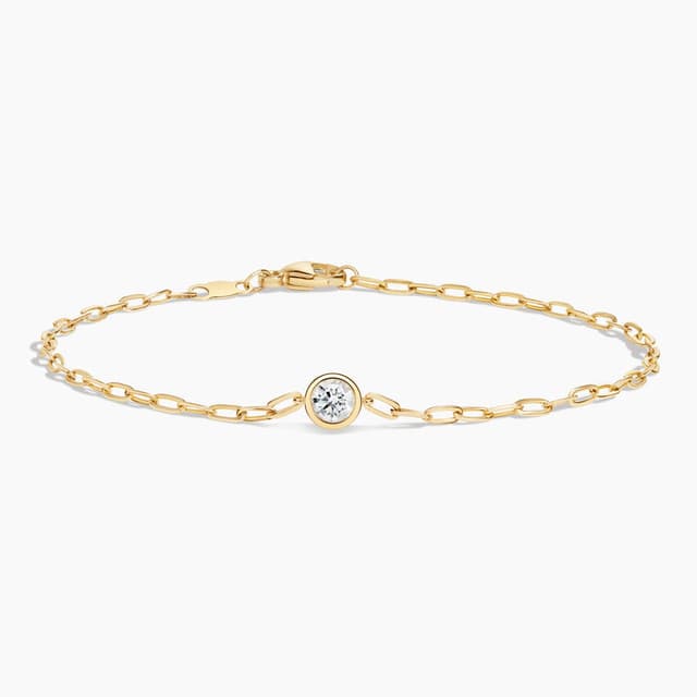 Libra Diamond|14K 黃金 Paperclip 培育鑽石手鏈 0.19 克拉