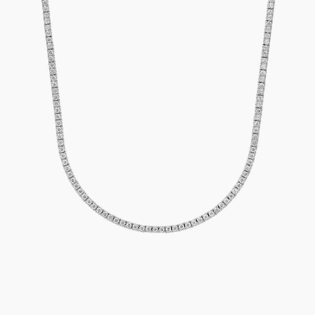Libra Diamond|14K 白金四爪鑲培育鑽石網球項鏈 3 克拉