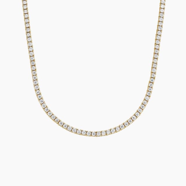 Libra Diamond|18K 黃金四爪鑲嵌培育鑽石網球項鏈 5 克拉