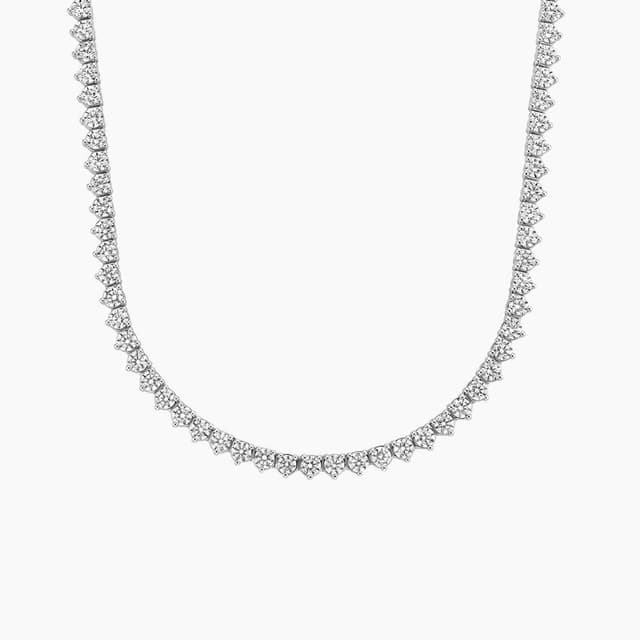 Libra Diamond|14K 白金三爪鑲培育鑽石網球項鏈 9.95 克拉