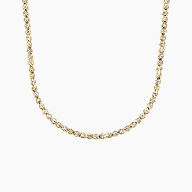 Libra Diamond|14K 黃金包鑲培育鑽石網球項鏈 3.45 克拉
