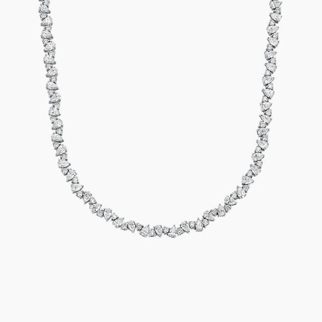 Libra Diamond|鉑金梨形與圓形培育鑽石網球項鏈 7.04 克拉