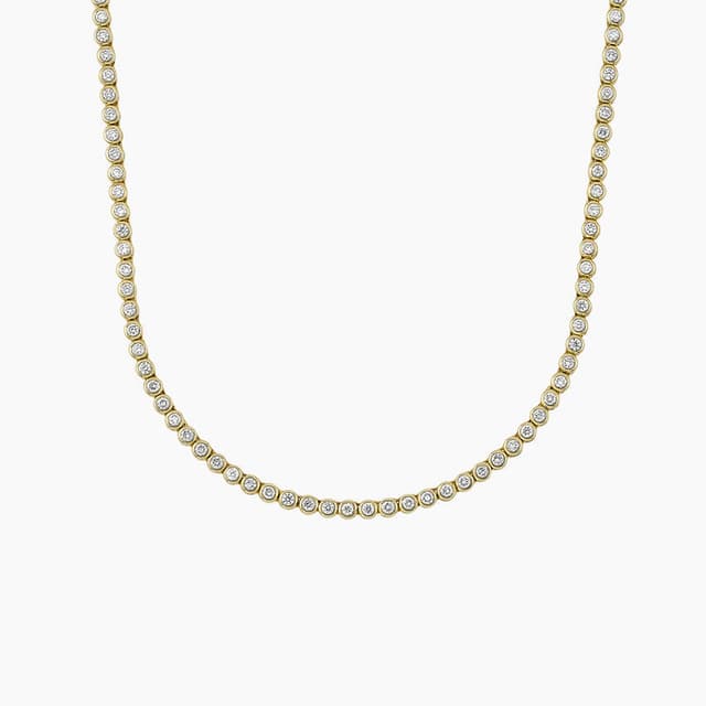 Libra Diamond|14K 黃金 包鑲培育鑽石網球項鏈 2.28 克拉