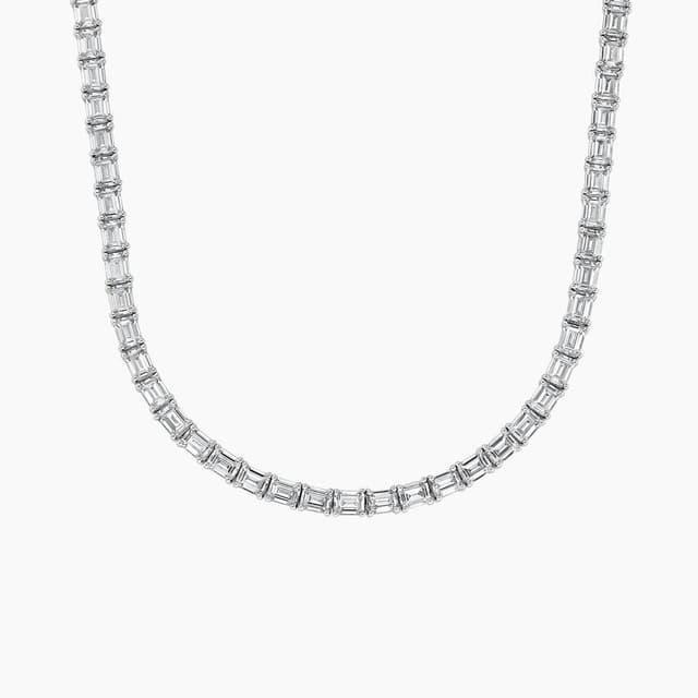 Libra Diamond|14K 白金梯方培育鑽石網球項鏈 16.16 克拉