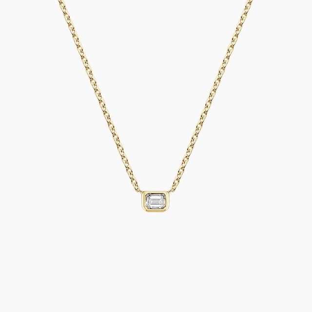 Libra Diamond|14K 黃金包鑲祖母綠切割培育鑽石吊墜 0.1 克拉