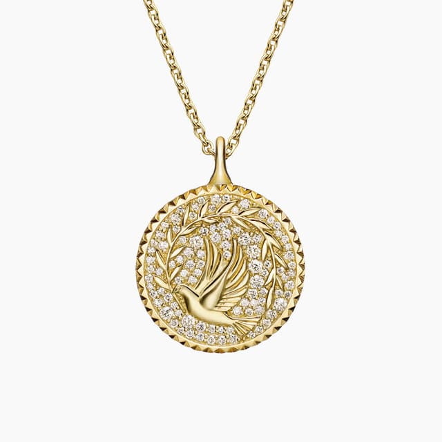 Libra Diamond|14K 黃金培育鑽石和平獎章吊墜 0.38 克拉
