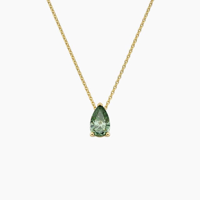 Libra Diamond|18K 黃金 Pacific Green 梨形培育鑽石吊墜 0.48 克拉