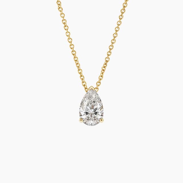 Libra Diamond|18K 黃金梨形培育鑽石吊墜 1 克拉