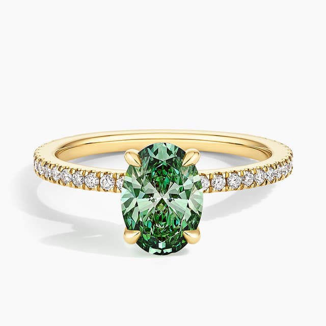 Libra Diamond|18K 黃金 Pacific Green 橢圓形培育鑽石戒指 1.68 克拉