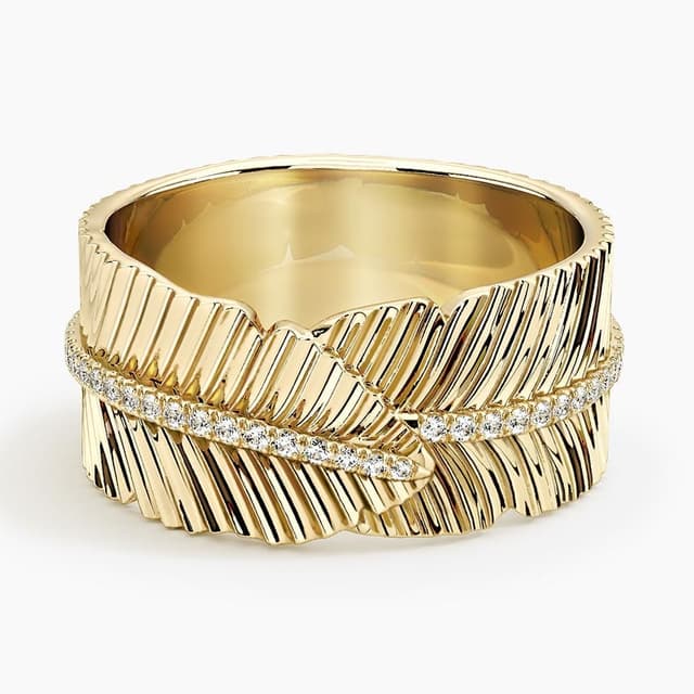 Libra Diamond|14K 黃金 Scalloped Pavé 培育鑽石戒指 0.25 克拉
