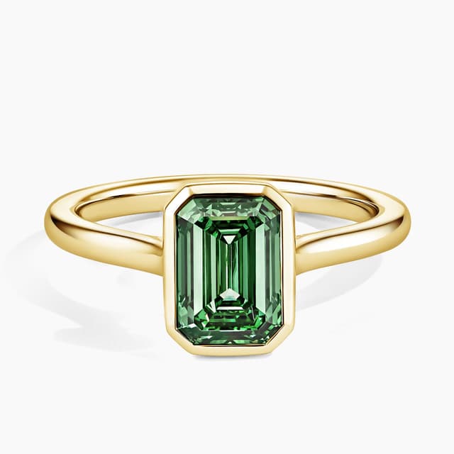 Libra Diamond|18K 黃金包鑲 Pacific Green 祖母綠切割培育鑽石戒指 2 克拉