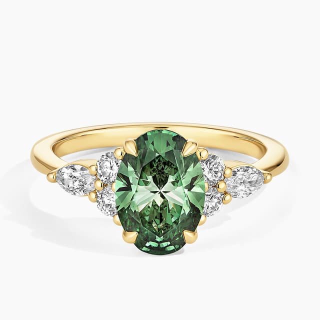 Libra Diamond|18K 黃金 Pacific Green 橢圓形培育鑽石戒指 2.25 克拉