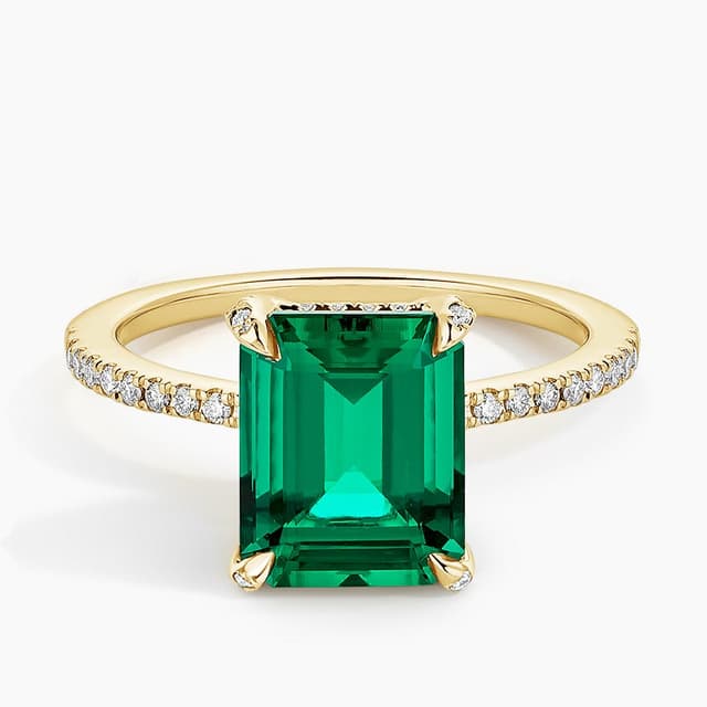 Libra Diamond|14K 黃金祖母綠形培育鑽石雞尾酒戒指 0.3 克拉