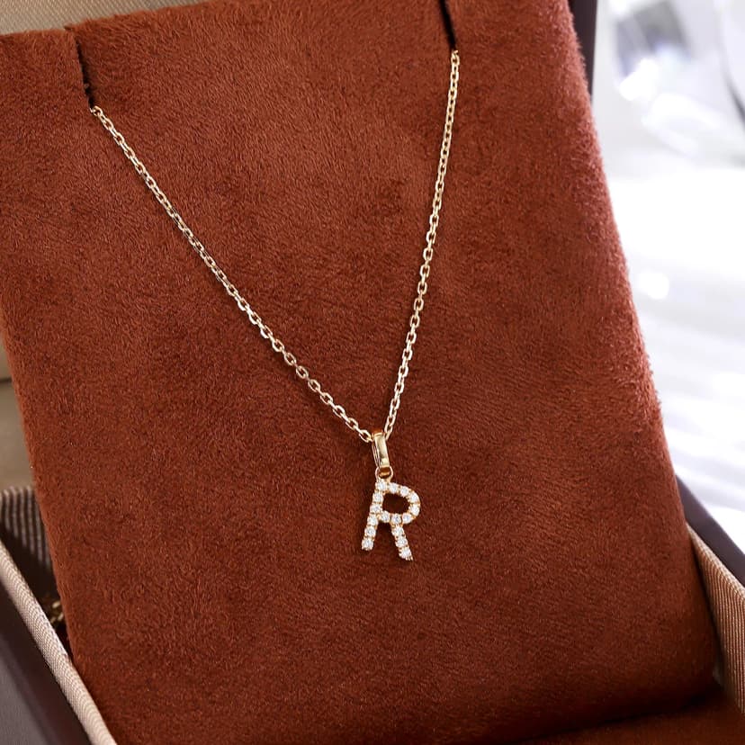 培育鑽石字母R吊墜項鏈