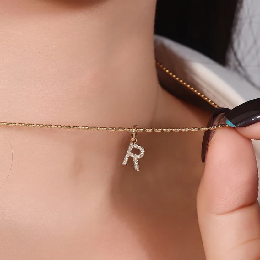 培育鑽石字母R吊墜項鏈