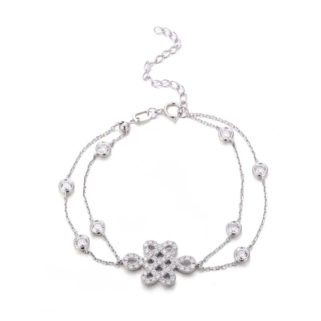 圓形培育鑽石包邊鏈條手鏈
